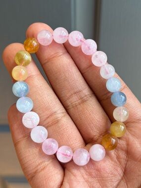 Morganite Crystal Bracelet 9mm